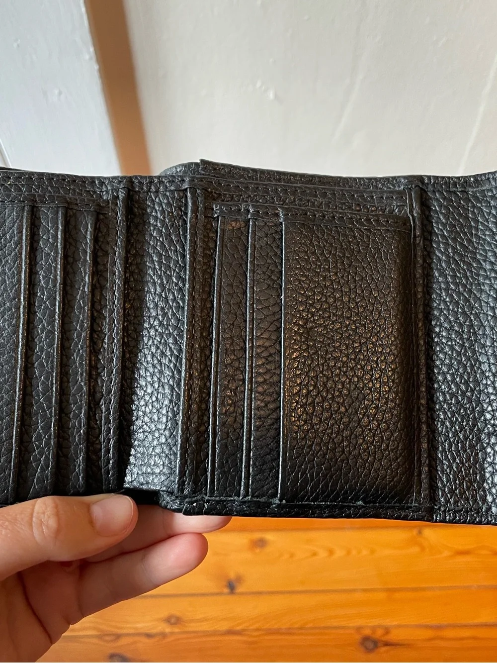 Dooney & Bourke Black Pebbled Leather Trifold Wallet Wristlet